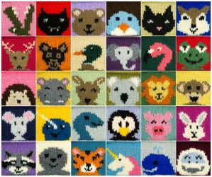 30 Knitted Animal Squares